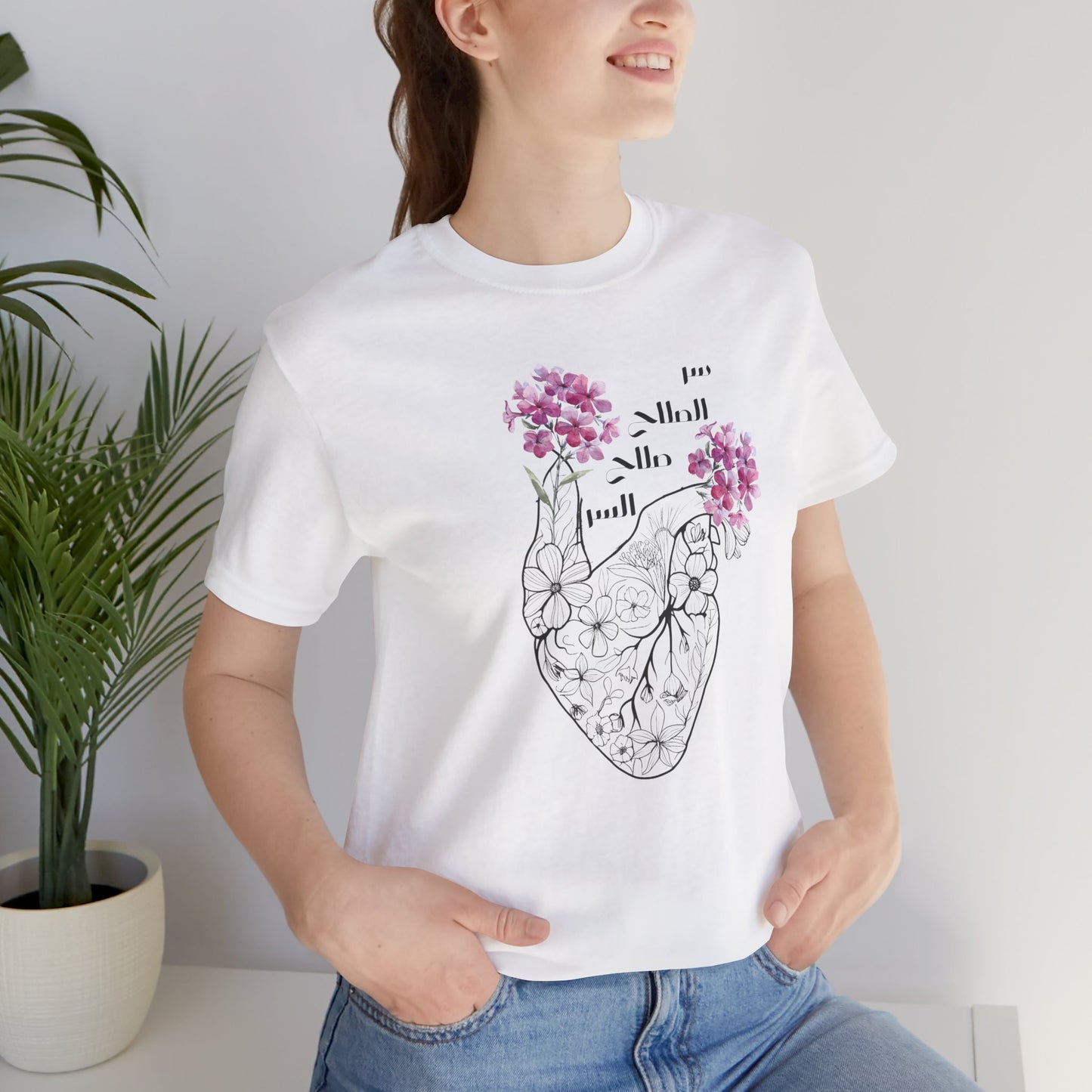 Floral Heart Women Tee - Soft Jersey Short Sleeve Shirt