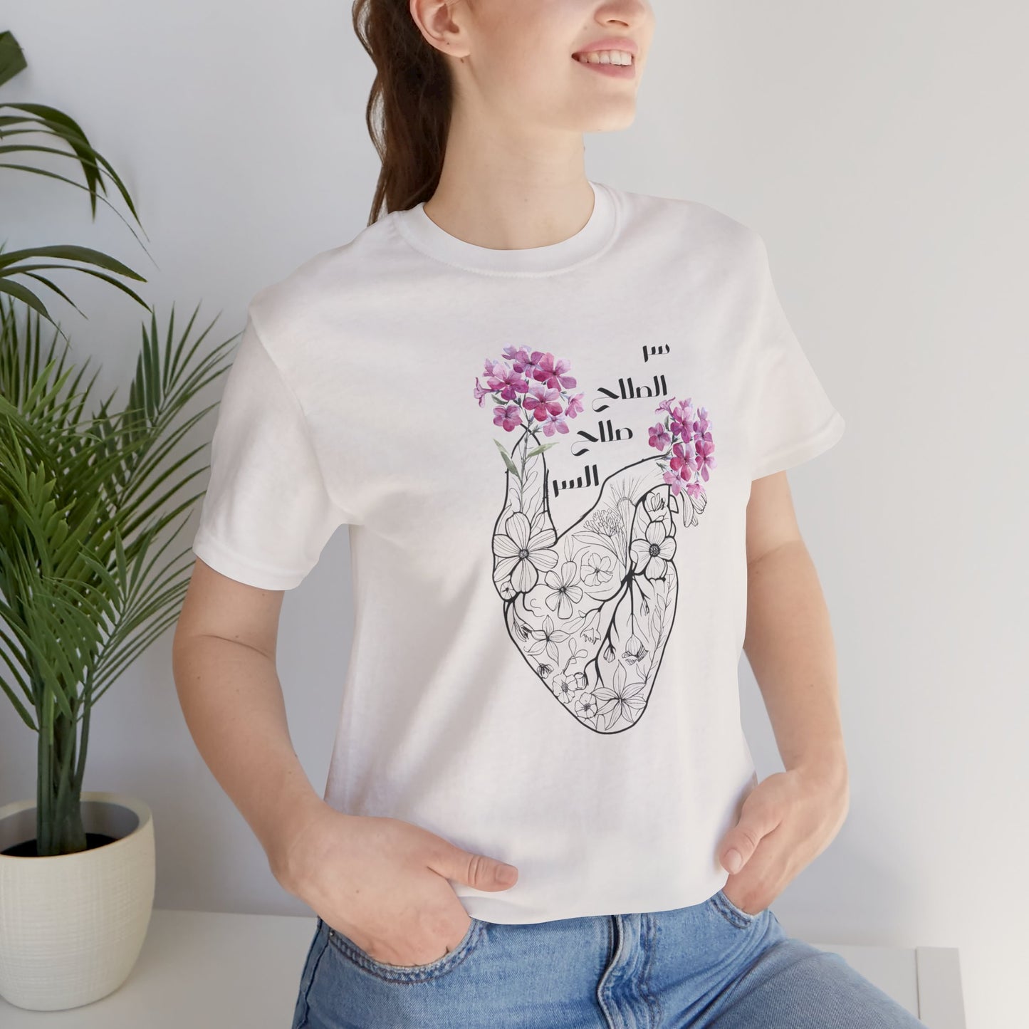 Floral Heart Women Tee - Soft Jersey Short Sleeve Shirt