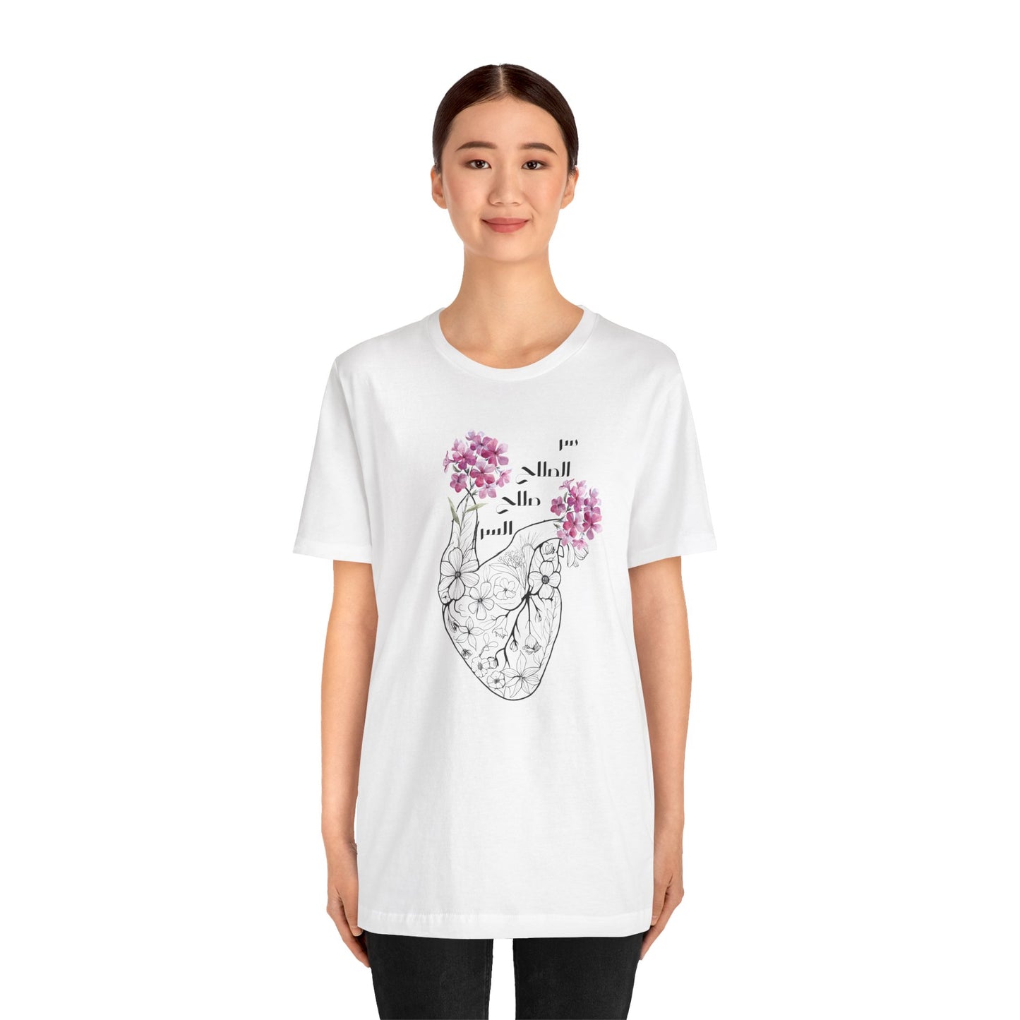 Floral Heart Women Tee - Soft Jersey Short Sleeve Shirt