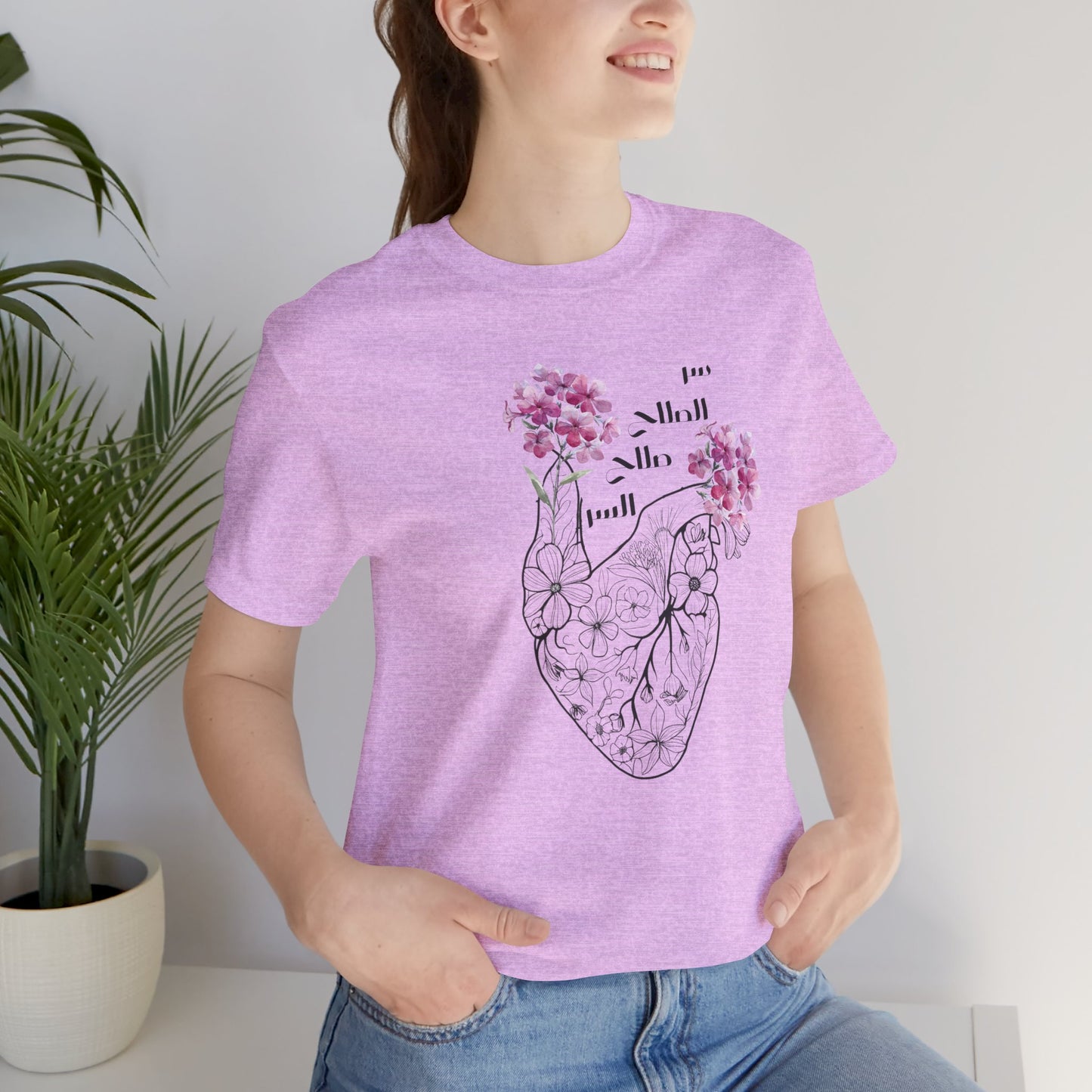 Floral Heart Women Tee - Soft Jersey Short Sleeve Shirt