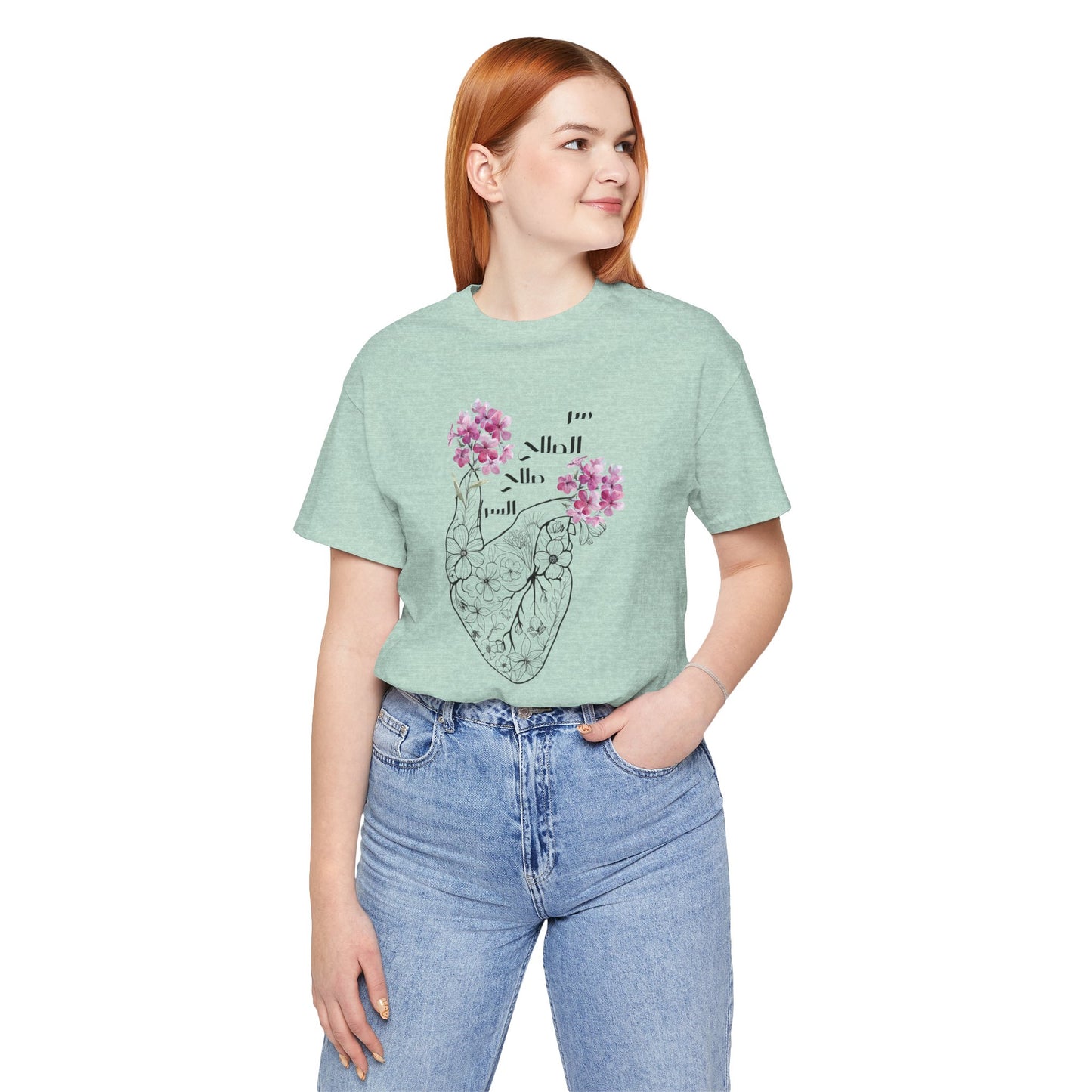 Floral Heart Women Tee - Soft Jersey Short Sleeve Shirt