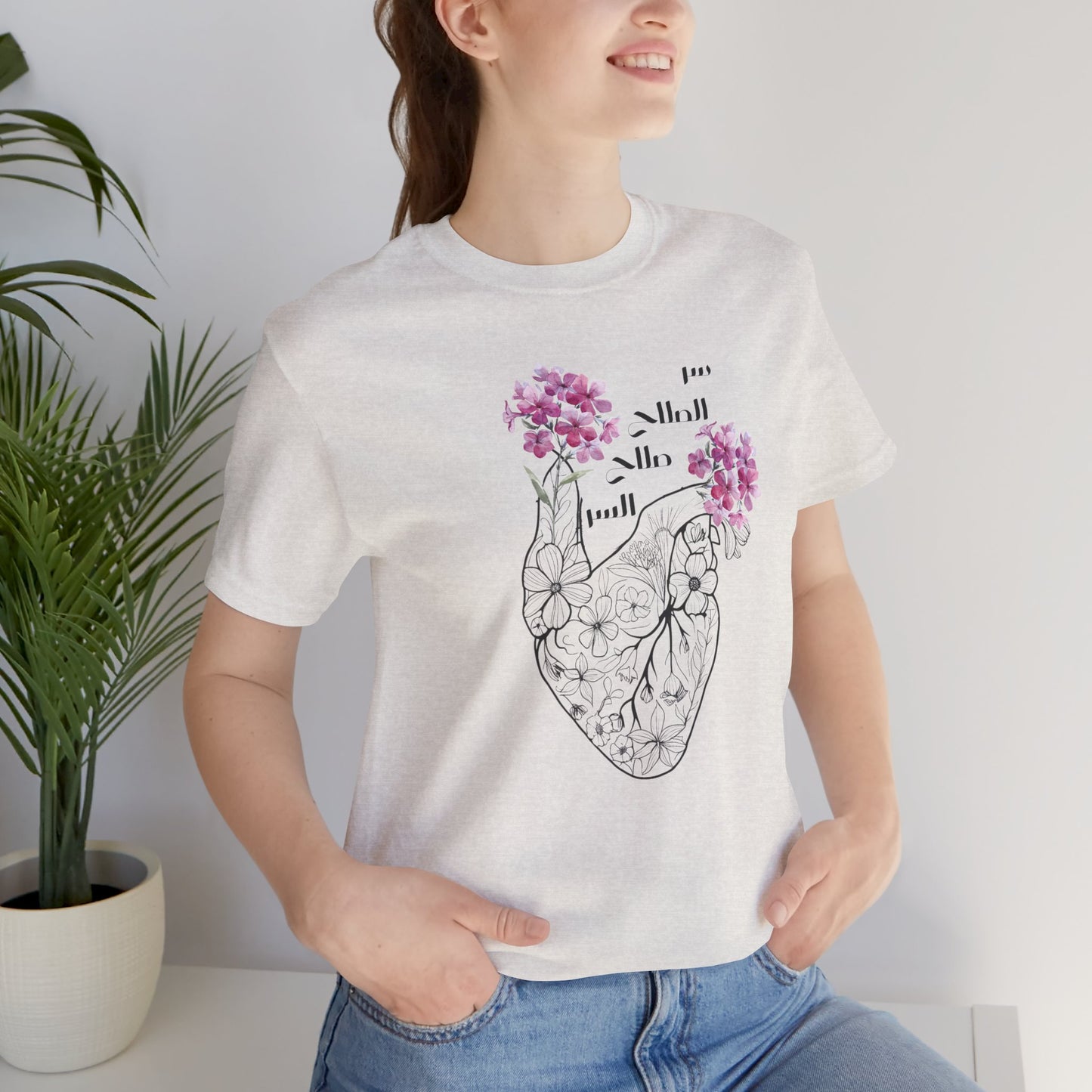 Floral Heart Women Tee - Soft Jersey Short Sleeve Shirt