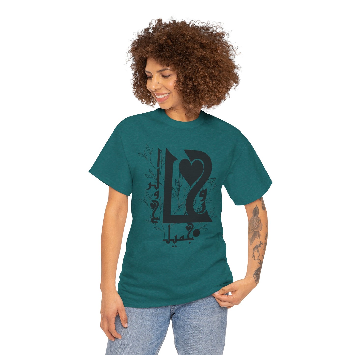 Romantic Unisex Heavy Cotton Tee with Custom Heart Design - Perfect Gift for Couples, Casual Wear, Love, Anniversary, Valentine's Day