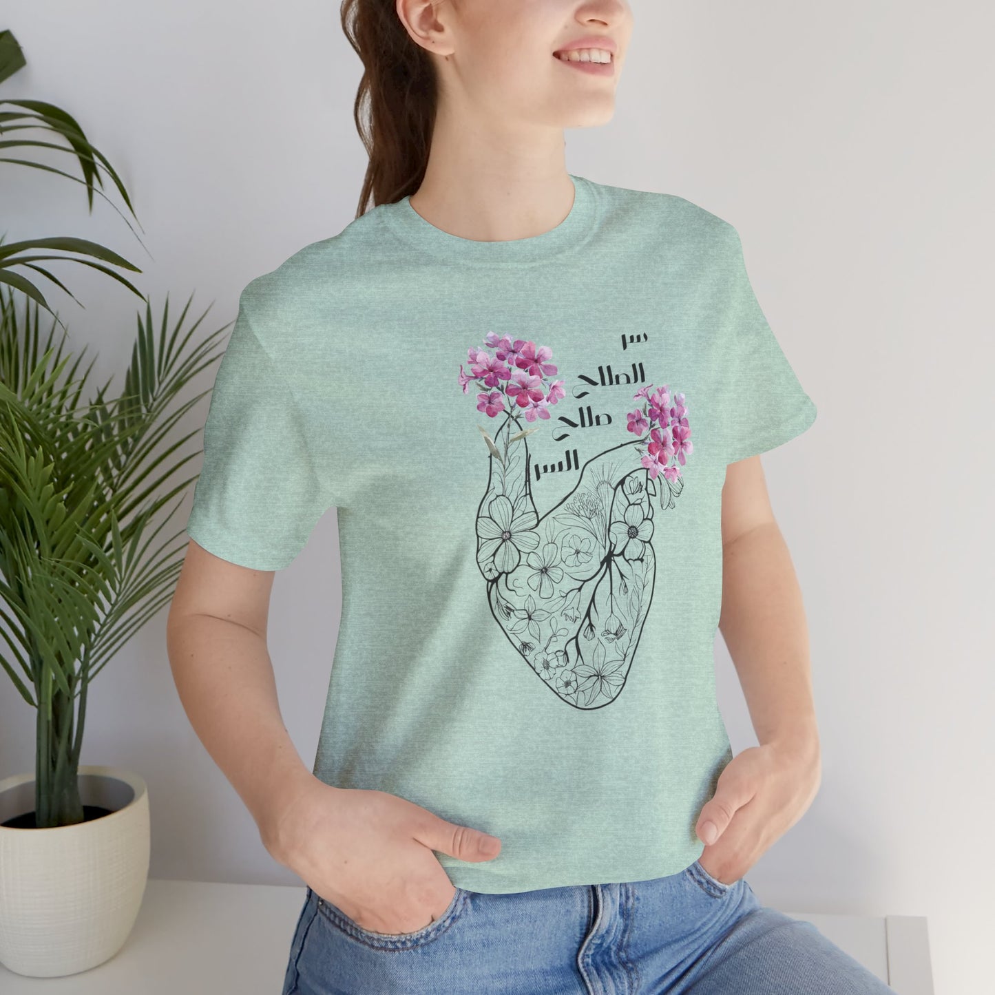 Floral Heart Women Tee - Soft Jersey Short Sleeve Shirt