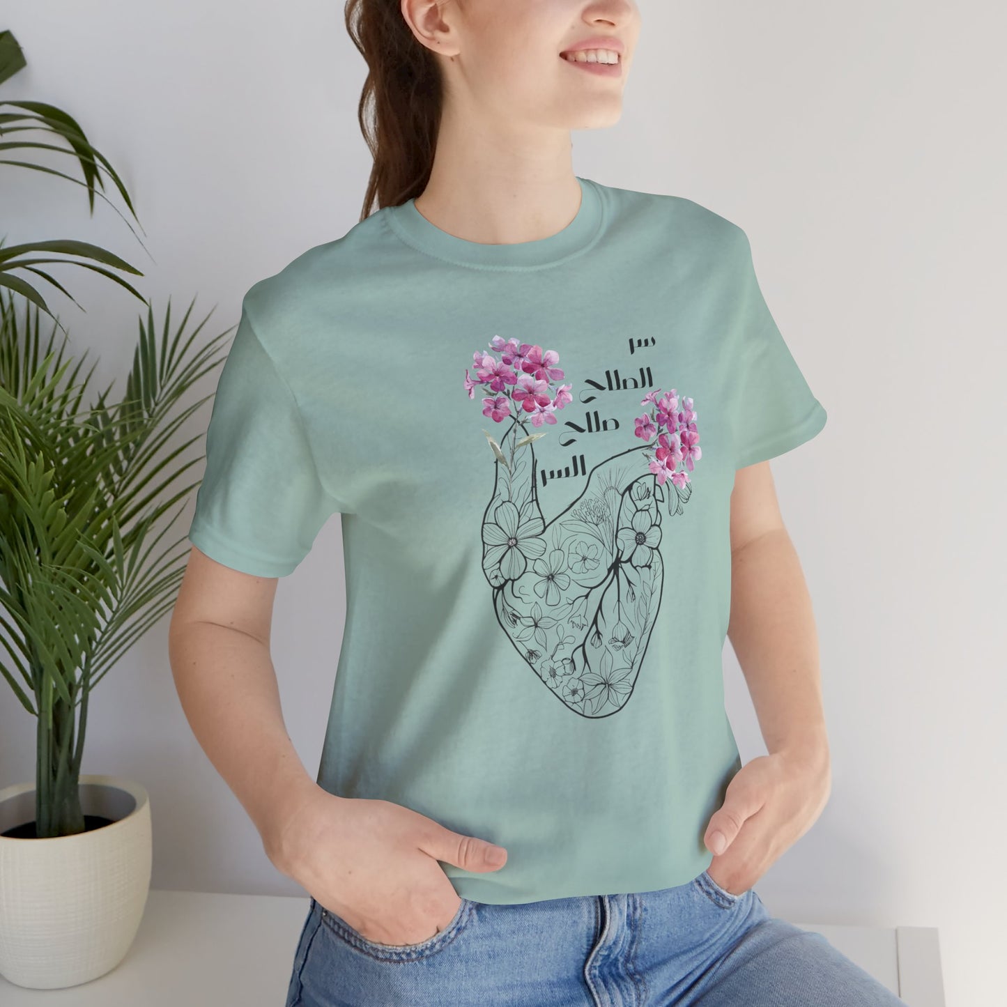 Floral Heart Women Tee - Soft Jersey Short Sleeve Shirt
